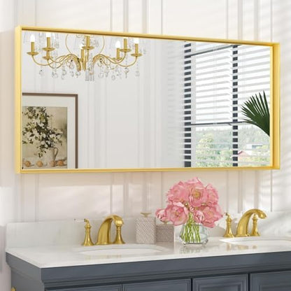 Keonjinn 48x24 Inch Gold Bathroom Mirror for Over Sink, Rectangular