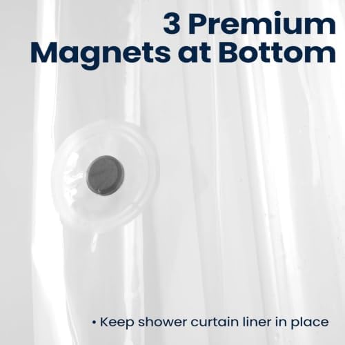 downluxe Shower Curtain Liner, PEVA Plastic Shower Liner with 3 Magnets, 72" x 72" Waterproof Bathroom Curtain, Heavy Clear, 3 Pack