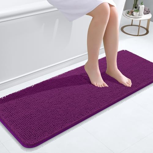 OLANLY Bathroom Runner Rugs 47x17, Extra Soft Absorbent Chenille Bath Rugs