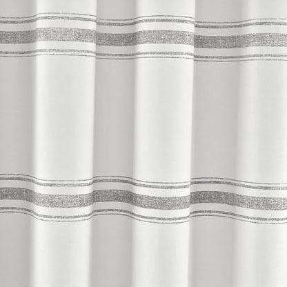 Lush Decor Farmhouse Stripe Cotton Shower Curtain, 72" W x 72" L, Gray - Striped Bathroom Curtain - Fabric Shower Curtains - Farmhouse Bathroom Decor