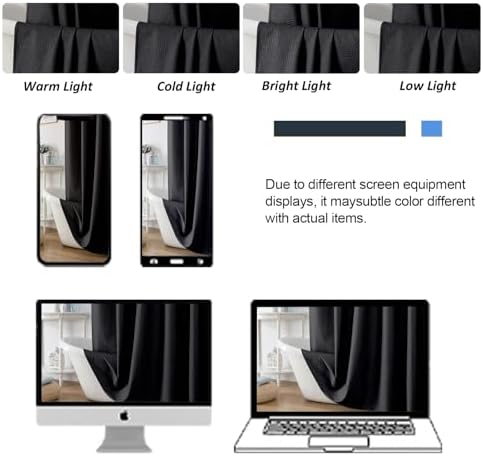 OWENIE Black Shower Curtain for Bathroom 96 Inches Extra Long, Elegant 3D Embossed Textured Fabric Shower Curtains, Water Repellent, Machine Washable, Hotel Style, 72" W x 96" L, Black