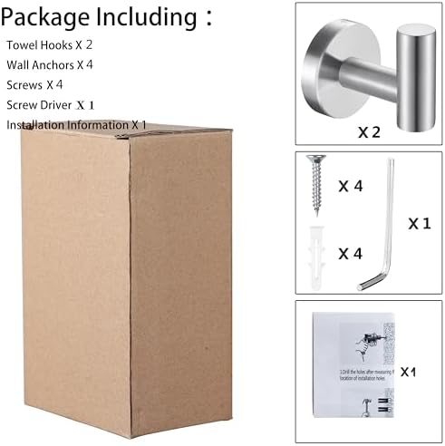 2 Pack Silver Bathroom Towel Hooks Robe Hook Holder Wall Mount Heavy Duty Wall Hooks Coat Hook Closet Door for Bathroom Bedroom Hotel Kitchen Garage Pool
