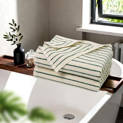 Jacquotha Green Striped Bath Towels Set of 2