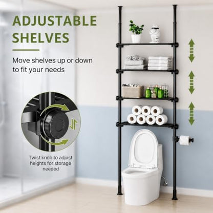 ALLZONE Tension Mount Over The Toilet Storage Shelf, No-Drill, Slim Design