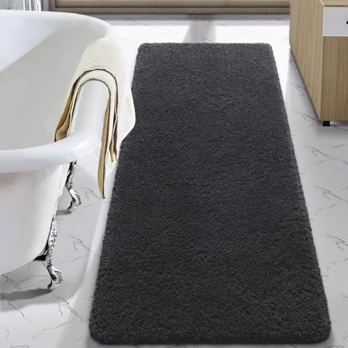 LOCHAS Bathroom Rug Runner 24x70 Inch, Bath Rugs Non Slip, Dark Grey