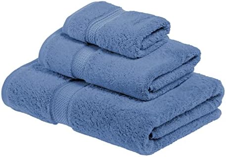 SUPERIOR Egyptian Cotton Ultra Plush & Absorbent, 3 Piece Set, Denim Blue