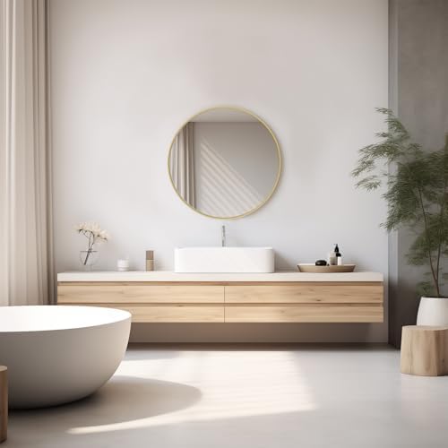 Sweetcrispy 20 Inch Round Wall Mirror, Bathroom Mirror for Over Sink