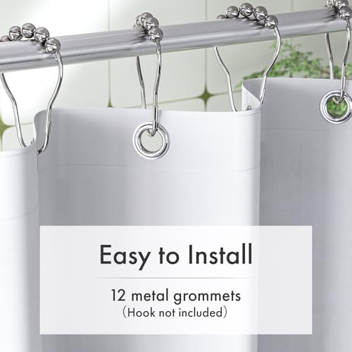 Amazer White Shower Curtain Liner with Magnets, 72x78 Plastic Shower Liner PEVA Waterproof Medium Weight Inside Shower Curtains Liner for Bathroom with Rustproof Grommet