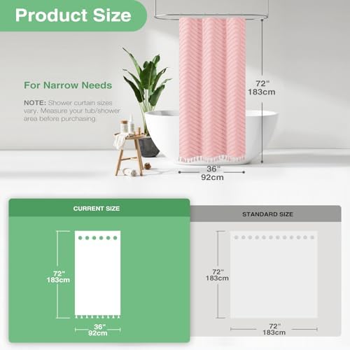 Dynamene Stall Boho Farmhouse Shower Curtain Tufted Chevron 36"x72" Pink