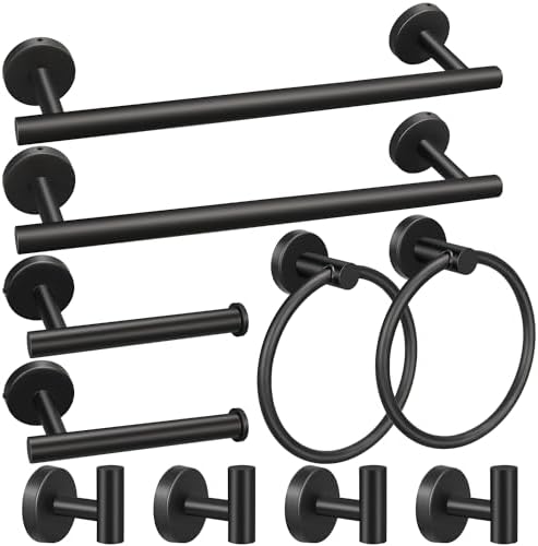 10pcs Matte Black Bathroom Hardware Set