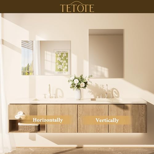 TETOTE 48" x 36" Frameless Bathroom Mirrors for Over Sink Wall-Mounted Vanity Mirror for Bedroom, Living Room, Entryway, Gym, Horizontal/Vertical
