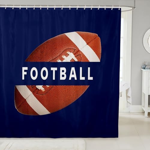 jejeloiu Shower Curtain 72"x78" Football Bath Curtain for Boys Girls Teens Gaming Sports Women Men Gift for Football Lover Kids Bathroom Accessories