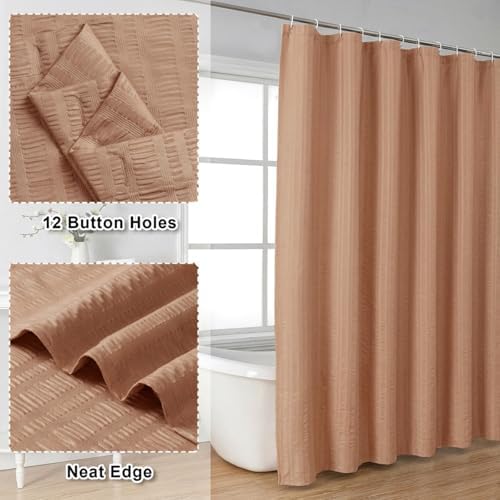 Aiyufeng Moga Coral Shower Curtain 84 Inches Long, 3D Embossed Textured Fabric Shower Curtain for Bathroom - Soft Cloth & Hotel Spa Luxury, Machine Washable, 72X84
