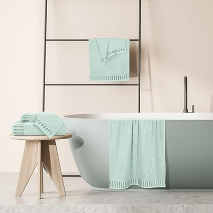 BELIZZI HOME Ultra Soft 6 Pack Cotton Towel Set, Contains 2 Bath Towels 28x55 inch, 2 Hand Towels 16x24 inch & 2 Wash Cloths 12x12 inch, Ideal Everyday use, Compact & Lightweight - Sea Green