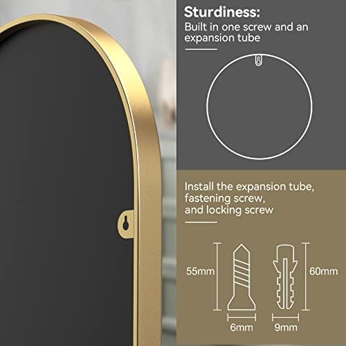 Brightify Arched Mirror, 24 x 36 Inch Gold Arch Mirror, Metal Frame Gold Arched Wall Mirror, Arched Top Bathroom Vanity Mirror for Living Room Bedroom Mantle Entryway Hallways