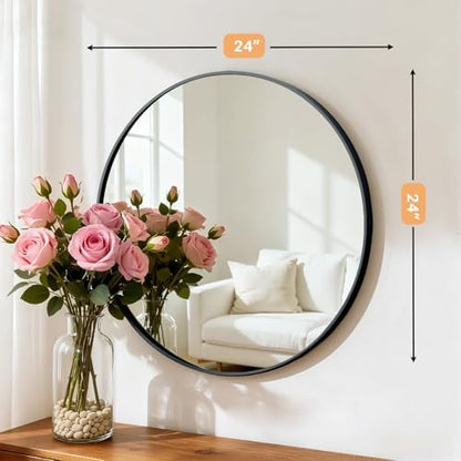 Bathroom Mirror for Wall, 24 Inch Round Mirrors