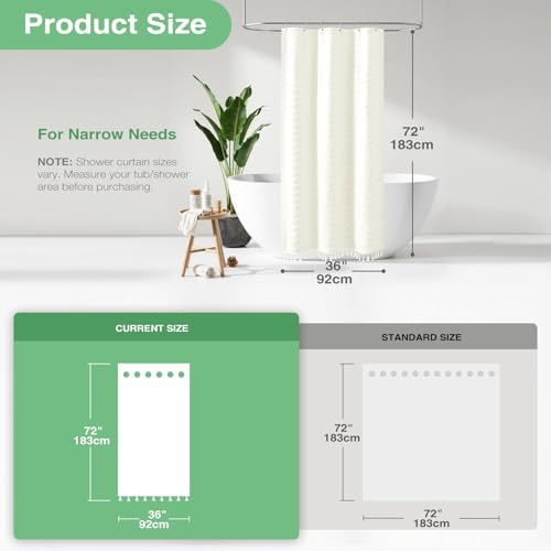 Dynamene Stall Boho Farmhouse Shower Curtain Tufted Chevron 36"x72" Cream