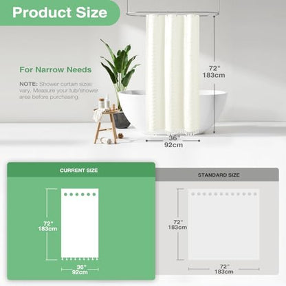 Dynamene Stall Boho Farmhouse Shower Curtain Tufted Chevron 36"x72" Cream