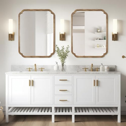 WallBeyond 28" x 40" Rounded Corner Arch Wall Mirror with Wood Frame for Entryway, Living Room or Bedroom Home Decor - Light Woodgrain, Honey-Colored