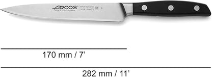 Arcos Forged Sole Fish Knife Forged Stainless Steel 7 Inch. Micarta Handle & Special Silk Edge and Silver Blade 190 mm. Series Manhattan. Black Color Impress and Amaze with Every Cut