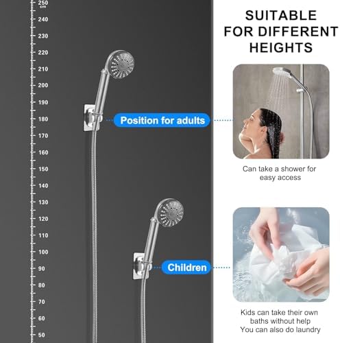 2-Pack MAYYAYA Shower Head Holder, Adhesive Wall Mount, Adjustable, Silver