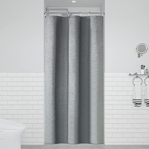 BTTN Stall Linen Textured Waterproof Shower Curtain Set, 36x72, Grey/Gray