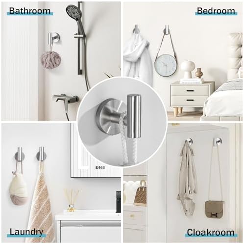 Brushed Nickel Bathroom Hardware Set, 6 Pieces Towel Bar Bathroom Accessories Set Toilet Paper Holder Towel Holder Towel Ring and Towel Hooks Wall Mounted, SUS304 Stainless Steel Towel Rack Set
