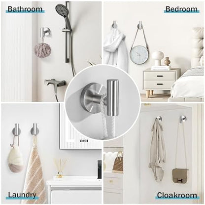 Brushed Nickel Bathroom Hardware Set, 6 Pieces Towel Bar Bathroom Accessories Set Toilet Paper Holder Towel Holder Towel Ring and Towel Hooks Wall Mounted, SUS304 Stainless Steel Towel Rack Set