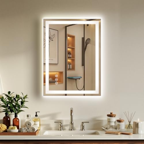 24"x32" LED Bathroom Mirror with Anti-Fog, Backlit & Front Lights, Memory