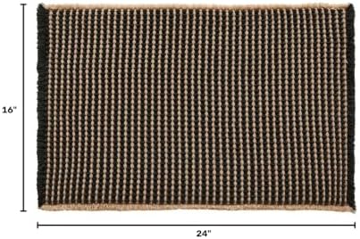 TYUU Waffle Bath Mat, Small Boho Bathroom Rugs Non Slip 24x16 Khaki & Black