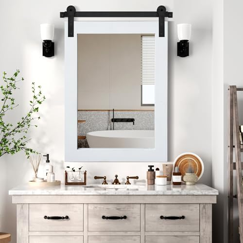 COGOOD Farmhouse Bathroom Mirrors for Over Sink - 38 x 25 Pure White