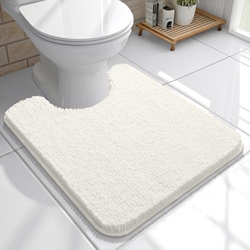 OLANLY Toilet Rugs U-Shaped 20x20, Soft Absorbent Chenille Contour Rugs