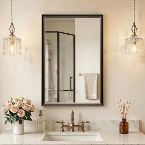 Retro Copper Effect Framed Wall Mirror, 20x30 Rectangle Mirror