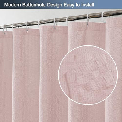 OWENIE Pink Shower Curtain for Bathroom 78 Inches Long, 3D Embossed Textured Fabric Farmhouse Shower Curtain Soft Cloth, Water Repellent, Machine Washable, Hotel Style, 72" W x 78" L, Pink