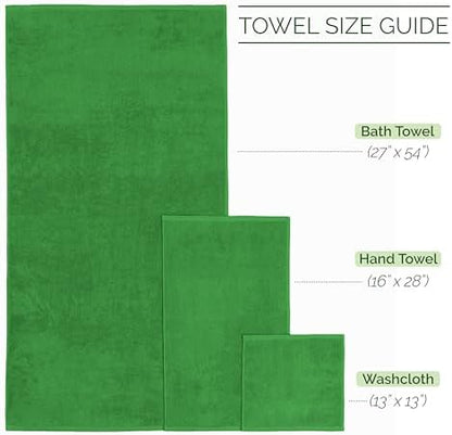 Elegant Comfort 100% Turkish Cotton Corduroy Ribbed Luxury Bath Towels 6-Piece Set,Premium Feel Quick Dry,Highly Absorbent, Contains 2 Bath Towels,2 Hand Towel& 2Washcloths,Emerald Green(Pack of 4)