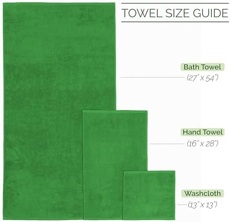 Elegant Comfort 100% Turkish Cotton Corduroy Ribbed Luxury Bath Towels 6-Piece Set, Premium Feel - Quick Dry, Highly Absorbent, Contains 2 Bath Towels, 2 Hand Towels, and 2 Washcloths, Emerald Green