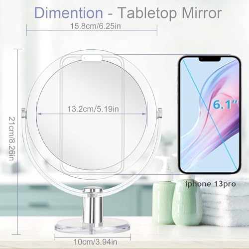 CLSEVXY Vanity Makeup Mirror with Stand, 1X/15X Magnification Double Sided 360 Degree Swivel, Portable Table Desk Counter top Magnifying Mirror, Tabletop Mirror for Bedroom or Dorm Room, 6.25 Inch