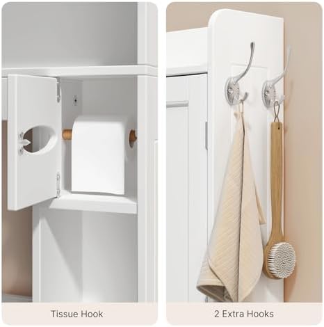 Ahomly Over The Toilet Storage Cabinet, 32.3" W x 70.3" H, White