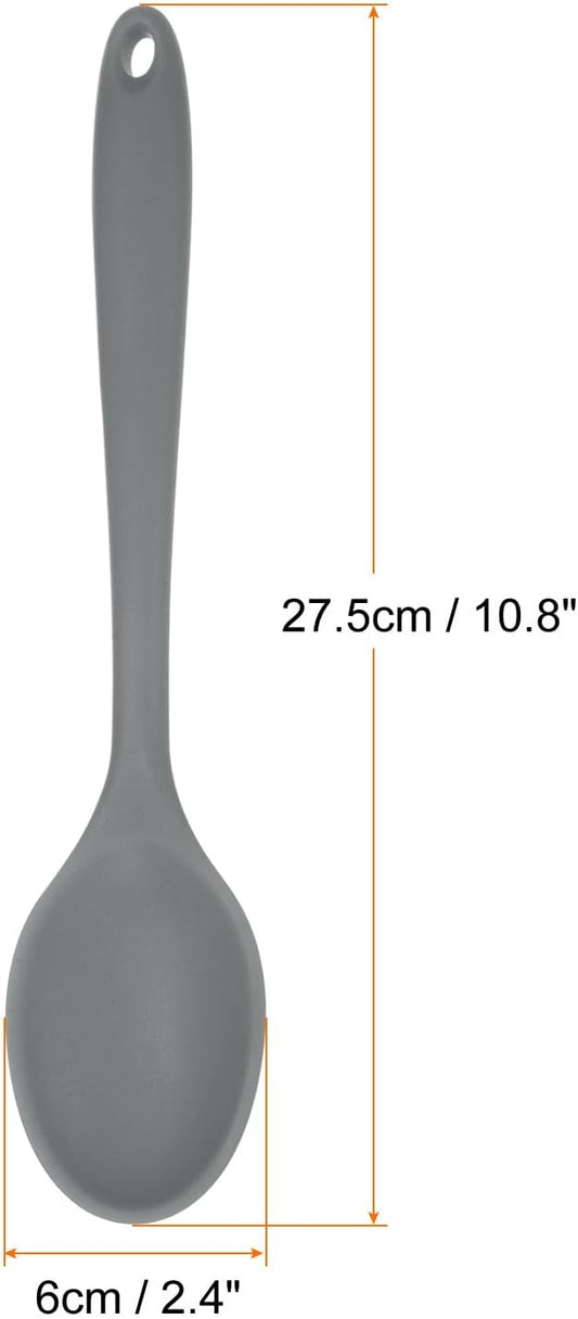 HARFINGTON 2Pcs Silicone Spoons, Heat Resistant Kitchen Cooking Utensil Spoon for Cooking, Mixing, Stirring and Serving, Grey