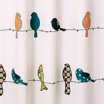 Lush Decor Rowley Birds Shower Curtain, 72” W x 72” L, Multi - Colorful Floral Bird Pattern - Whimsical & Playful Bird Shower Curtain - Farmhouse, Coastal, & Boho Bathroom Decor