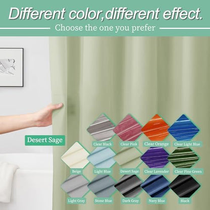 Mrs Awesome Sage Shower Curtain Liner with 3 Magnets, 72x72