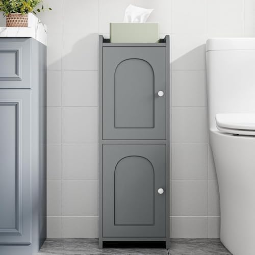 Hzuaneri Bathroom Storage Cabinet, Small Corner Floor Cabinet with 2 Doors