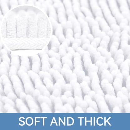 Bcoimo 48x30 Chenille Bath Mat – Non-Slip with Backing Bath Rug Ultra-Absorbent and Machine Washable Bathroom Mat Quick-Dry Design. Ideal for Bathroom Shower and Tub Areas