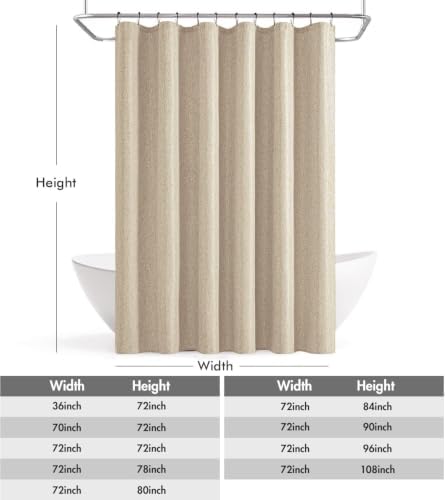 ANRODUO Copper Brown Linen Textured Fabric Shower Curtain Set - W72xL84
