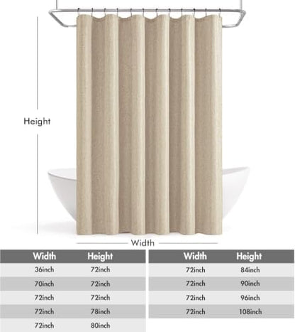 ANRODUO Copper Brown Linen Textured Fabric Shower Curtain Set - W72xL84