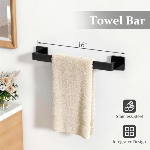 STWWO 5-Piece Matte Black Bathroom Accessories Hardware Set