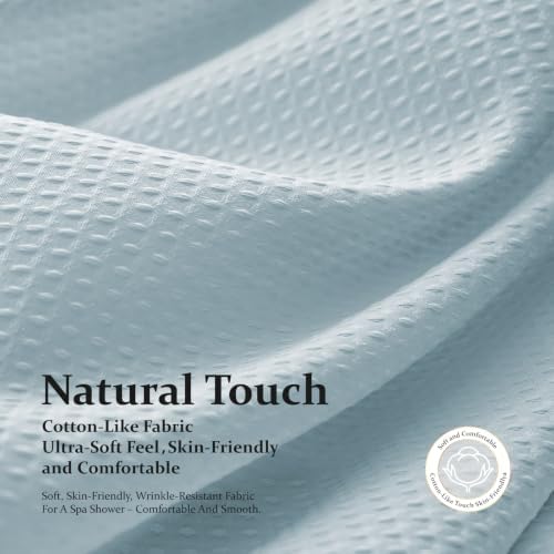 Dynamene Waffle Shower Curtain 256 GSM Heavy Duty Fabric 72"x72" Fog Blue