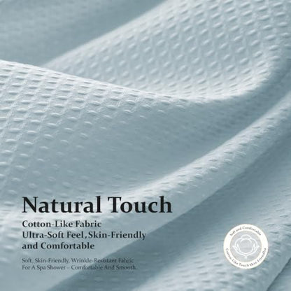 Dynamene Waffle Shower Curtain 256 GSM Heavy Duty Fabric 72"x72" Fog Blue