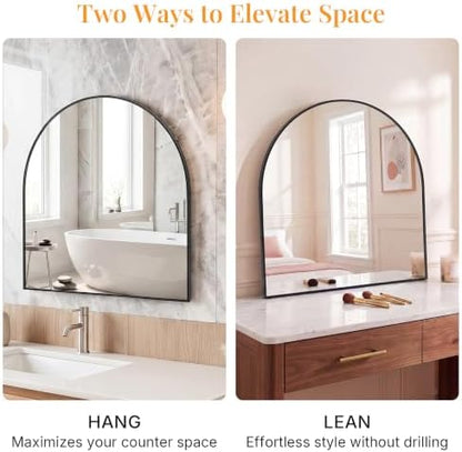 Sweetcrispy 31"x32" Arched Bathroom Mirror, Bathroom Mirrors for Over Sink