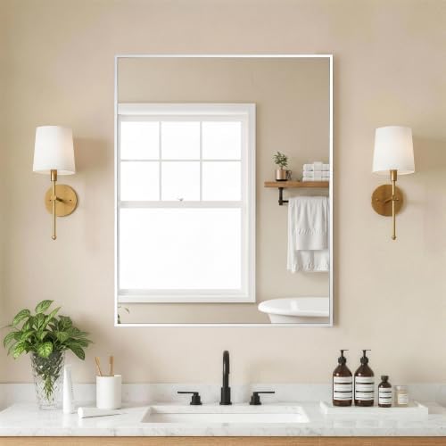 FICTOR Bathroom Vanity Mirror for Over Sink, 24" x 30", Silver